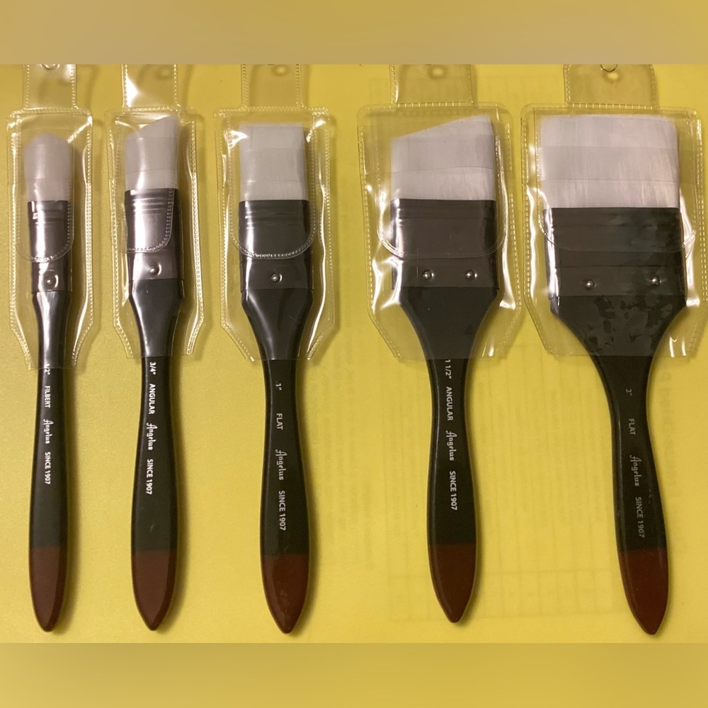 Angelus Jumbo Flat Paint Brush Set– New – 5 Sizes